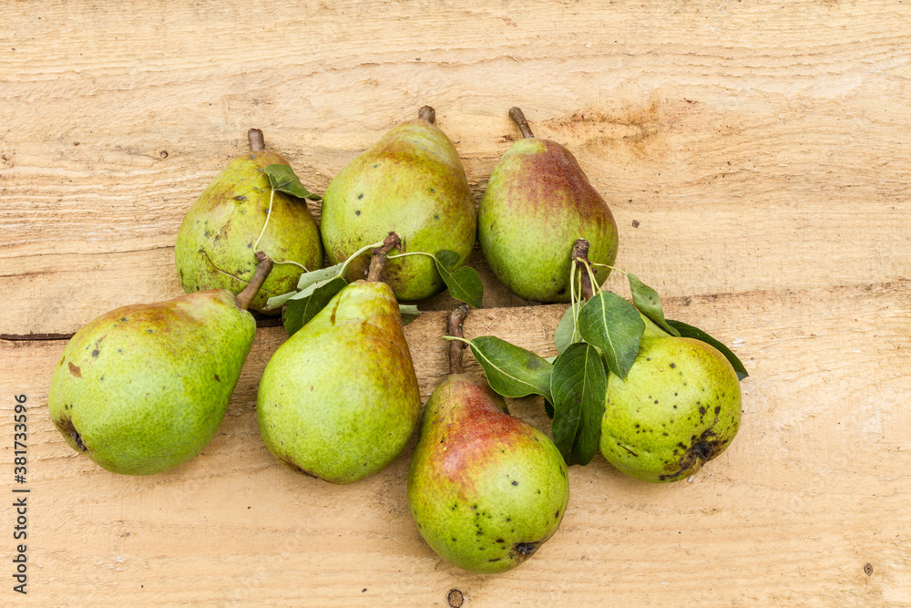 Group of pears on boards
