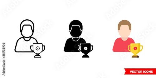 Winner rewarding icon of 3 types color, black and white, outline. Isolated vector sign symbol.