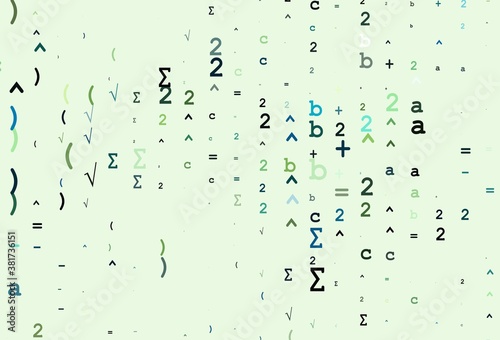 Light Blue, Yellow vector backdrop with algebra elements.
