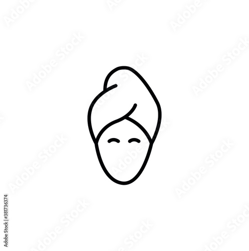 Canvas Print Spa, girl in turban simple thin line icon vector illustration