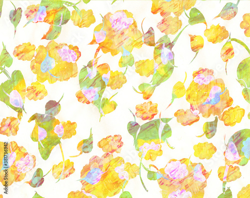 flowers watercolor artwork as background, colorful hand drawn illustration, creative artwork