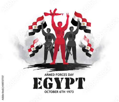 vector illustration. Egypt holiday. Memorial Day Egypt. 6 October 1973 Armed forces day. translation from arabic: Armed forces day EgyptDay 