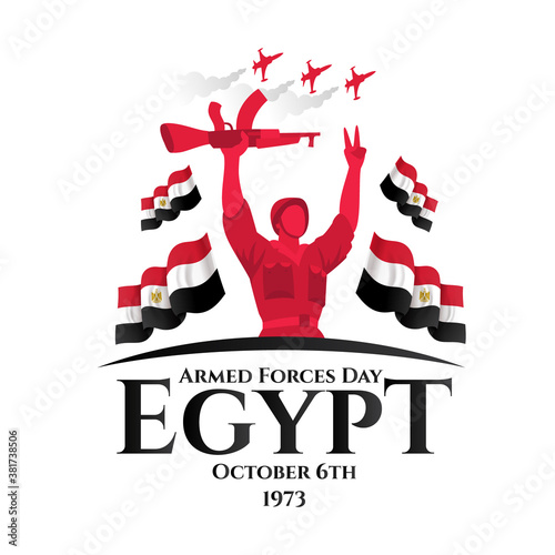 vector illustration. Egypt holiday. Memorial Day Egypt. 6 October 1973 Armed forces day. translation from arabic: Armed forces day EgyptDay 