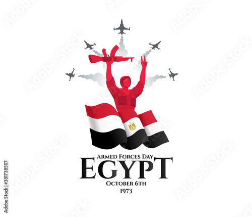 vector illustration. Egypt holiday. Memorial Day Egypt. 6 October 1973 Armed forces day. translation from arabic: Armed forces day EgyptDay 