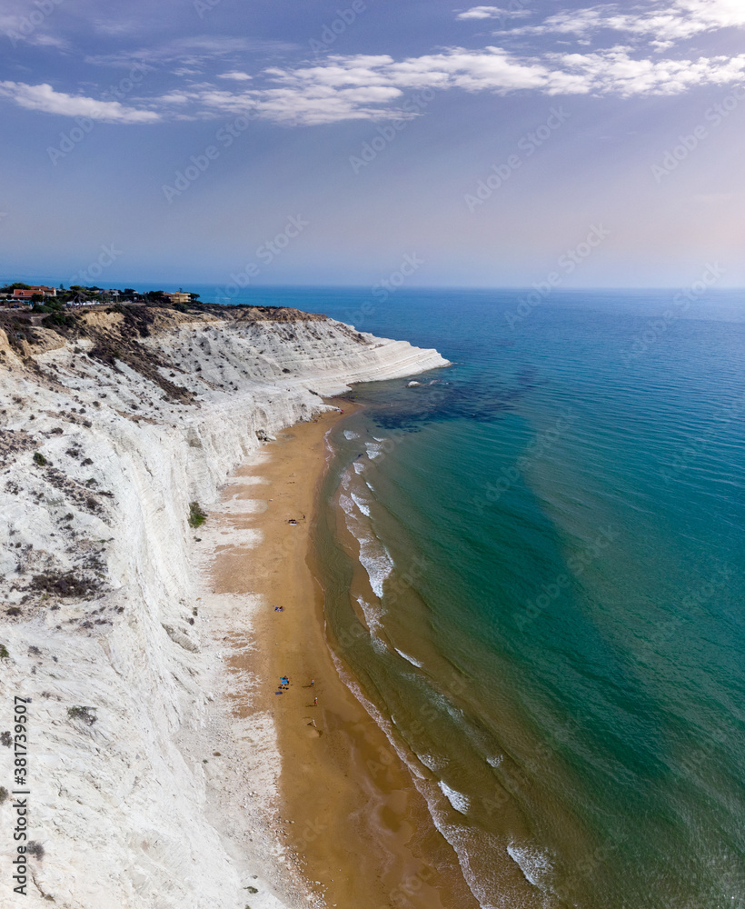 Stair of the Turks (scala dei turchi) aerial view, Sicily, Italy