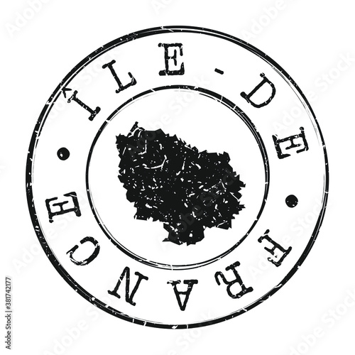 Île-de-France, France Stamp Postal. A Map Silhouette Seal. Passport Round Design. Vector Icon Design Retro Travel.