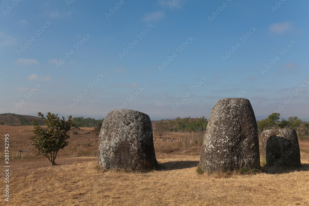 Plain of Jars, Phonsavan Laos mysterious location of stone jars 2000 years old Plain of Jars, Phonsavan Laos mysterious location of stone jars 2000 years old