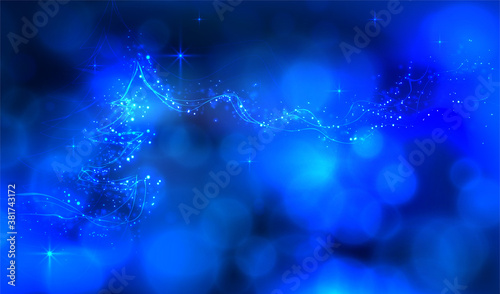 Christmas tree wit light and bokeh. Happy New Year greeting.