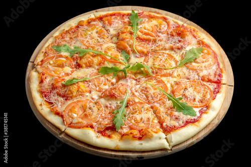 Traditional Italian pizza margarita with cheese and tomatoes
