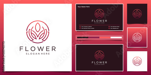 Abstract beauty flower logo design and business card