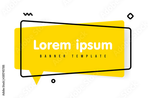Trendy vivid banner template in speech bubbles style. Vector flat illustrations. Yellow banner, poster or billboard abstract shapes for sale promotion.