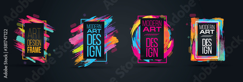 minimalistic hipster colored frame design. Vector line gradient halftone. frame for text Modern Art graphics. design business cards, invitations, gift cards, flyers ,brochures vector illustration. 