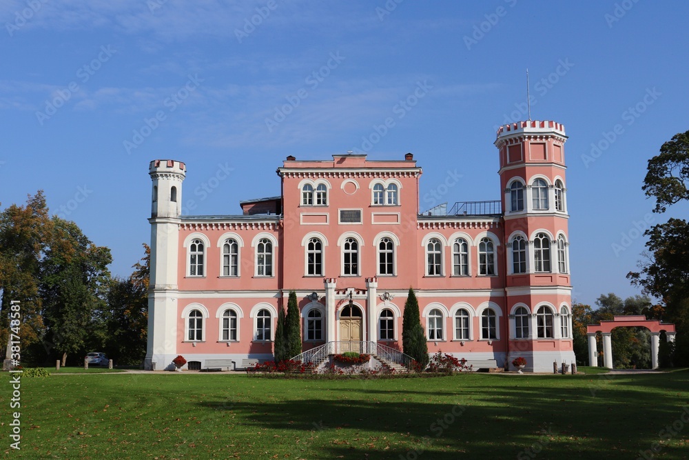 Birini manor house by the lake is a beautiful attraction in Latvia Autumn 2020