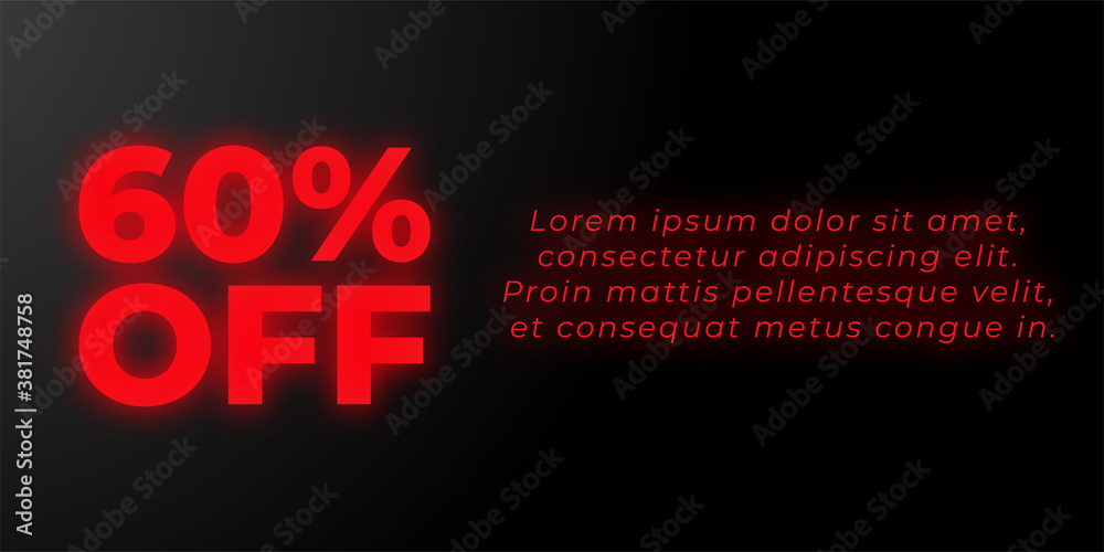 60 OFF Black Friday Sale Promotional Poster Design Vector Illustration With Text Box Template