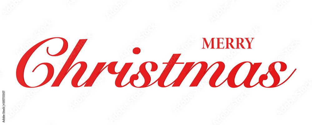 Merry Christmas text banner. Vecto icon on white background. 3D red calligraphy banner. Merry Christmas text banner. Vecto icon on white background. 3D red calligraphy banner.