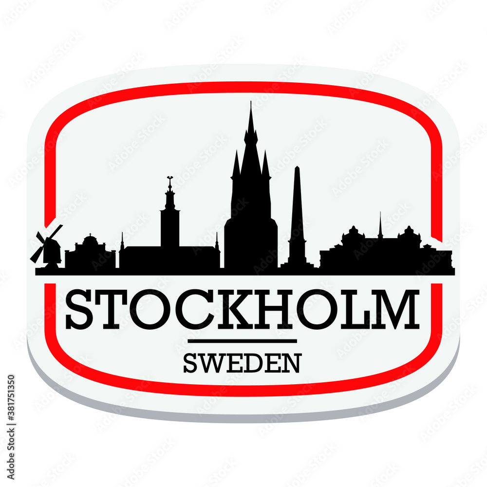 Stockholm Sweden Label Stamp Icon Skyline City Design Tourism.