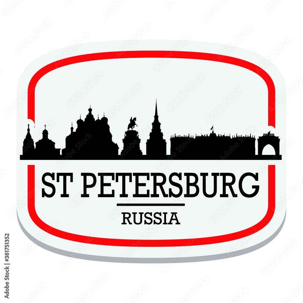 Saint Petersburg Russia Label Stamp Icon Skyline City Design Tourism.
