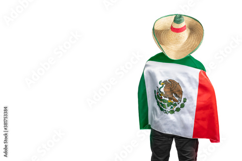 Young patriot mexican man