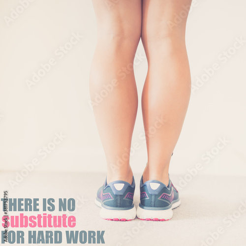 Healthy lifestyle. Closeup of athlete female feet in running shoes. Jogging in the morning makes you happy all day.