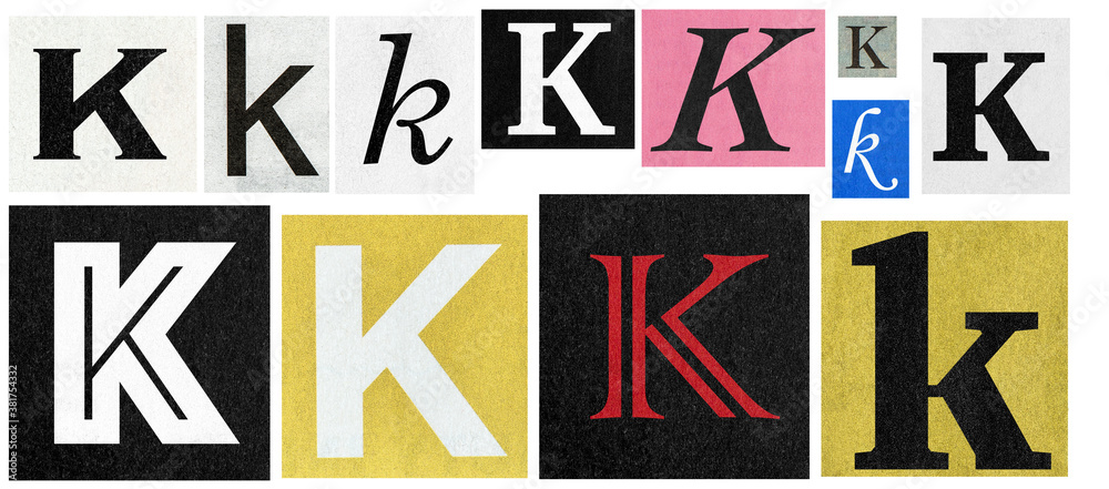 Paper cut letter ik Newspaper cutouts collage Scrapbooking crafting