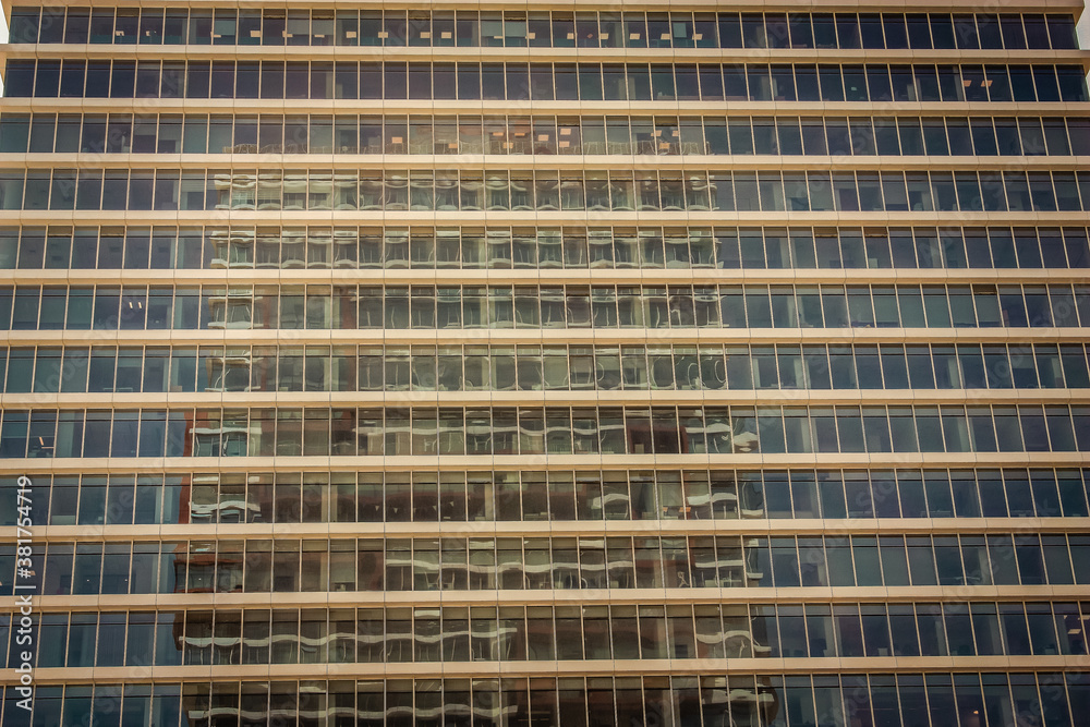 View of the facade of a modern building in the city center of Tel Aviv in Israel
View of the facade of a modern building in the city center of Tel Aviv in Israel