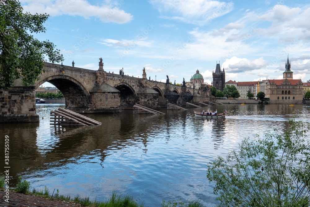 Charles Bridge with the Old Town Bridge Tower in Prague.