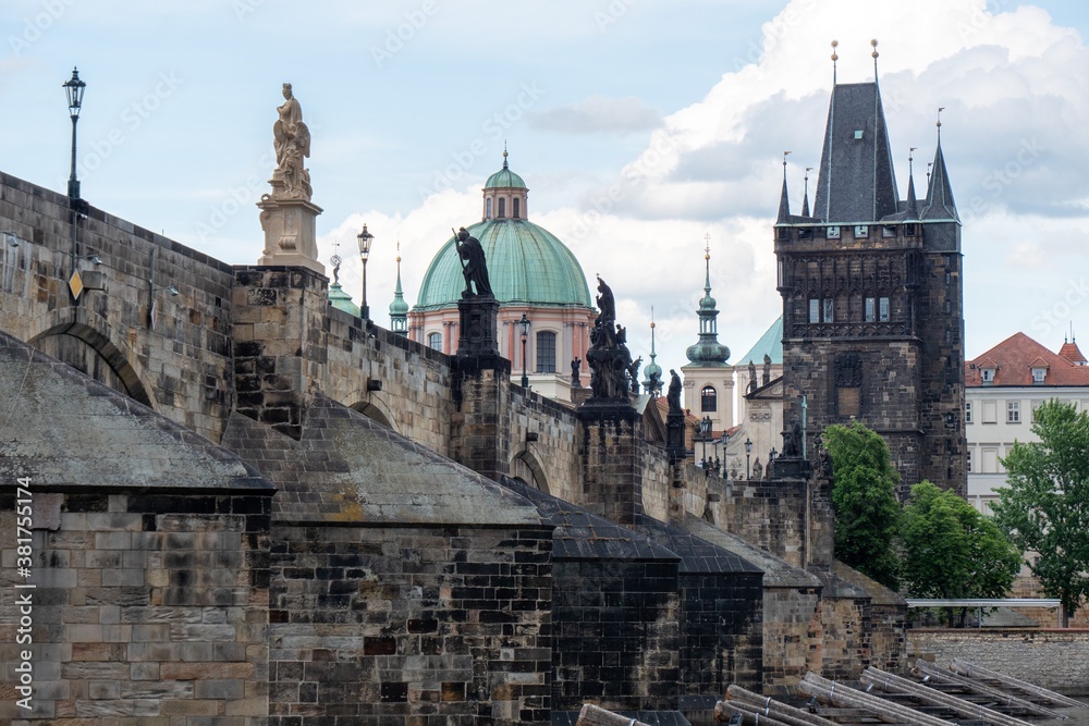 Charles Bridge with the Old Town Bridge Tower in Prague.