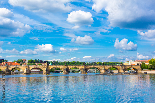 Calov Bridge on the Vltava River. Prague landscape © Kate