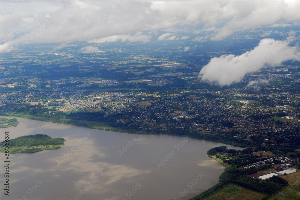 Aerial view of Vancouver Lake Portland Oregon