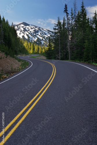 Curving road leading to Mount Bachelor Oregon