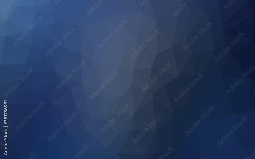 Dark BLUE vector shining triangular pattern. A sample with polygonal shapes. New texture for your design.