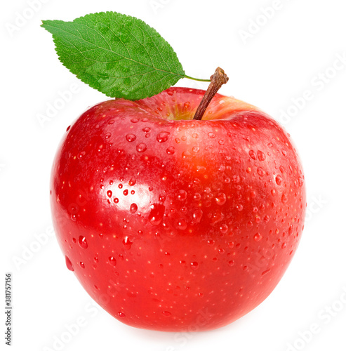 Wallpaper Mural red apples with green leaves isolated on a white background Torontodigital.ca