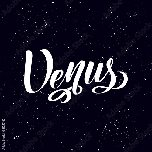 Venus. Isolated inscription. Planet Venus for print, school textbook