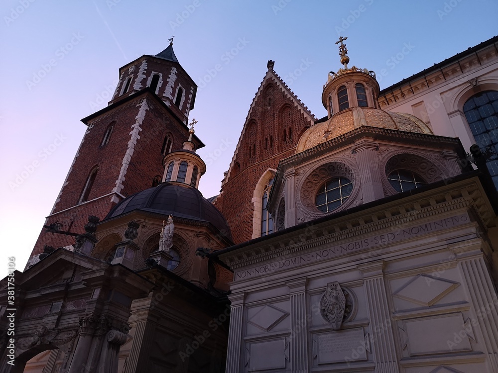 Evening View of Wawel Cathedral in Cracow, Poland