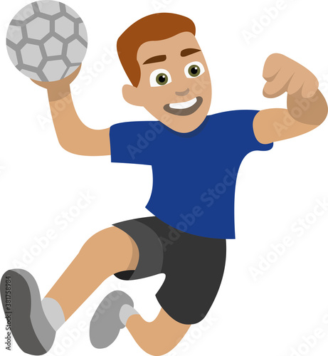 Vector emoticon illustration of a hand ball player