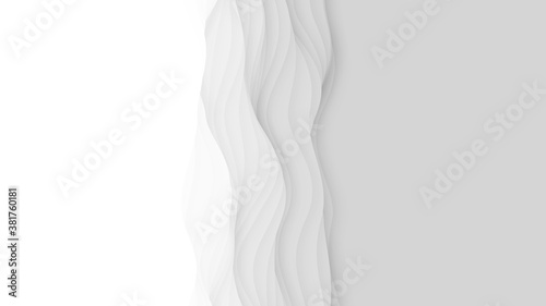 Paper cut abstract background. Vector 3D light white carving art. Paper craft landscape with gradient fade colors. Minimalistic design for business presentations, flyers, posters.