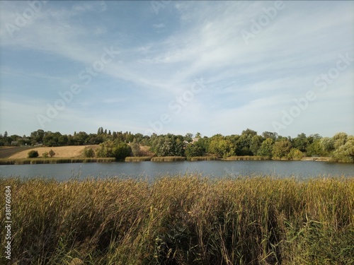 A beautiful autumn rural landscape. A sunny day. Landscape in the countryside