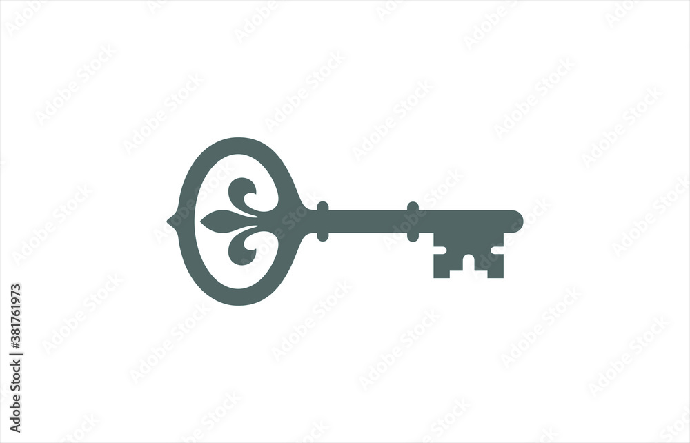 Antique key vector illustration isolated on white. Antique key vector illustration isolated on white.