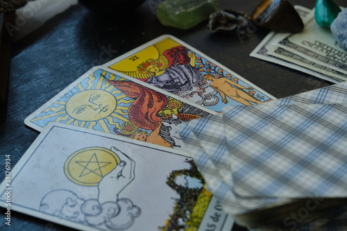 Tarot cards on the table photo