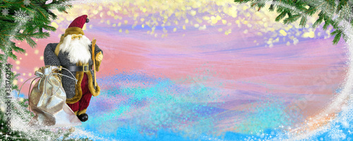 Holiday card with Christmas toys and a place to congratulate. Merry Christmas and happy New year in the form of a banner for a website or blog.