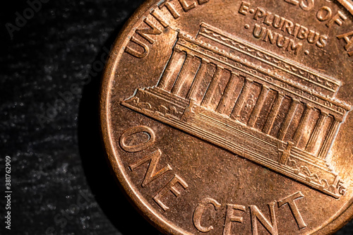 Extreme clos up a an US one cent
