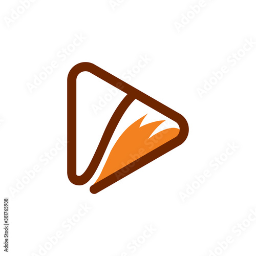 Play fox logo design vector