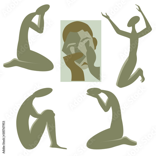 Weeping woman emotions grief. Silhouette