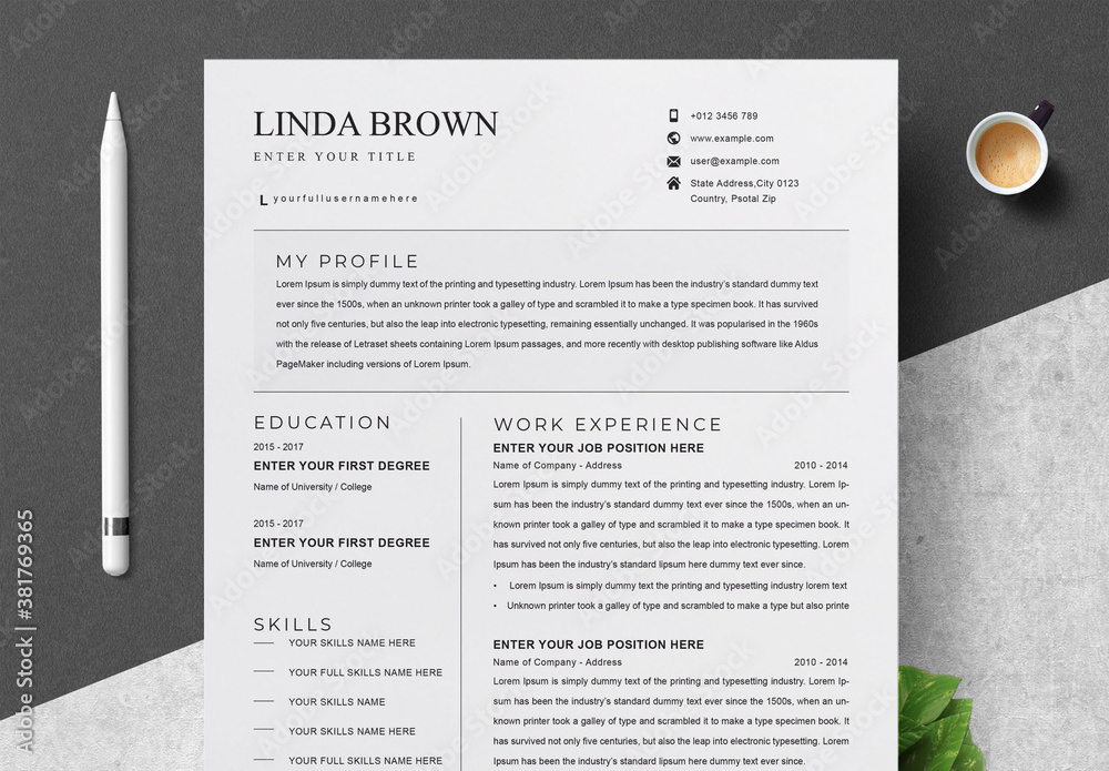 Resume Layout Stock Template Adobe Stock Resume Layout Stock Template Adobe Stock
