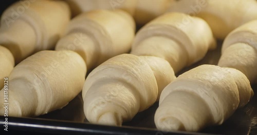 Timelapse croissants are baked in the oven.