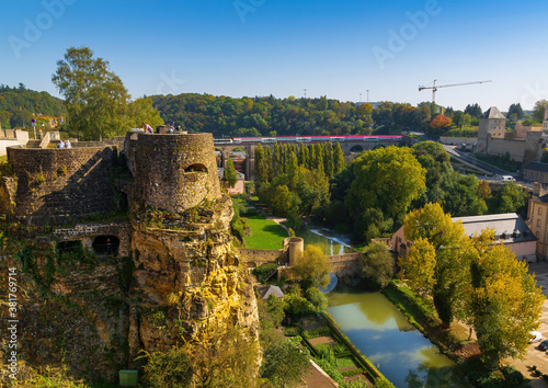 View over Luxembourg to the Parc de la Pétrusse and the casemates
