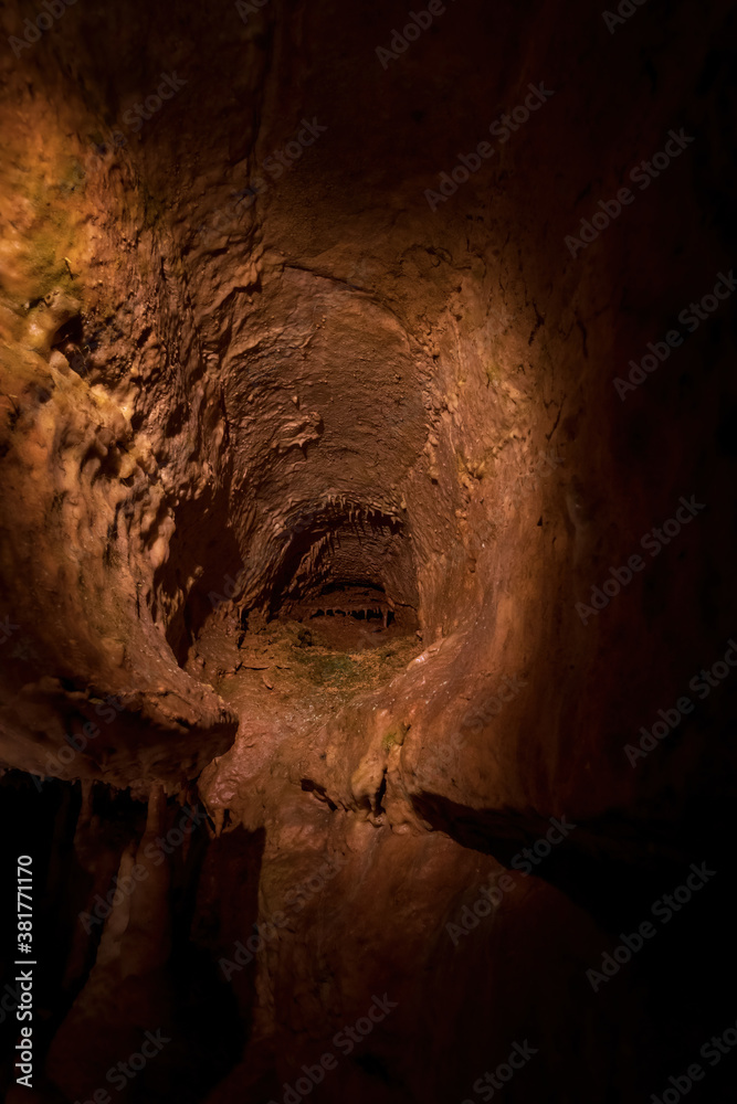 Interior photos of a stalactite cave in Franconian Switzerland in southern Germany
