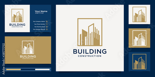 building logo template with creative frame square design. Premium Vector