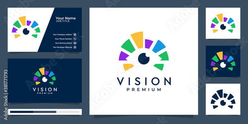 vision logo with combination eye concept. Premium vector template. logo and business card. Premium Vector