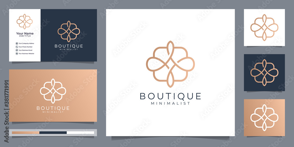 boutique minimalist Simple and elegant floral monogram template, elegant line art logo design,business card vector illustration.Premium Vector